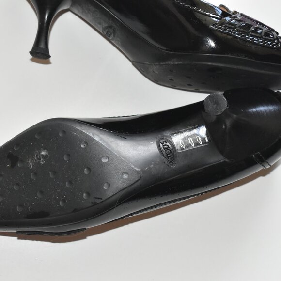 Tod's black leather loafer pumps with a kitten heel EU 36.5/US 6.5 - Picture 6 of 7